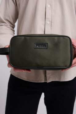 Fossil Haki Erkek El Çantası Kozmetik Portföy Bakım Tıraş Çantası Traşlık Clutch Günlük 01FI2000