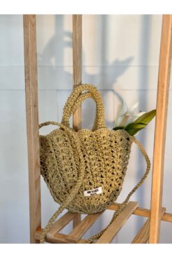 heybelprive HEYBEL MİDYE HASIR ÇAPRAZ ÇANTA, TASARIM MİNİ YAZLIK ÖRGÜ ÇANTA, ASTARLI KÜÇÜK HASIR ÇANTA