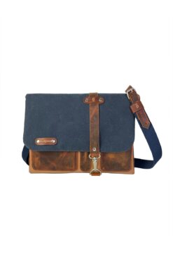 Hulganz Halwara Mumlu Kanvas & Hakiki Deri Postacı Çantası (Messenger Bag) 22x31 cm / 13 inç