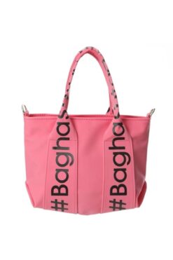 Baghashtag Pembe Mini Su Geçirmez Kulp Yazılı Tote Çanta