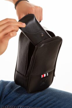 Newish Polo Erkek Siyah Deri Portatif Bakım El Çantası Tıraş Çantası Modaya Uygun Tıraş Seyahat Çantası Günlük