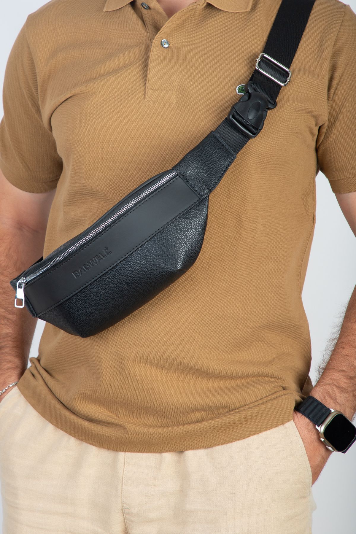 BAGWELL Çapraz Çift Gözlü Vegan Deri Göğüs ve Bel Çanta - Görsel 2