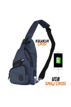 FİYPER Lacivert Anti Smart Bag Usb'li Çapraz Göğüs Çantası 1503