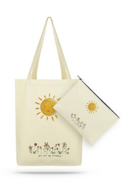 Çınar Bez Çanta Paket Gülümseyen Güneş Kanvas Kumaş Bez Çanta