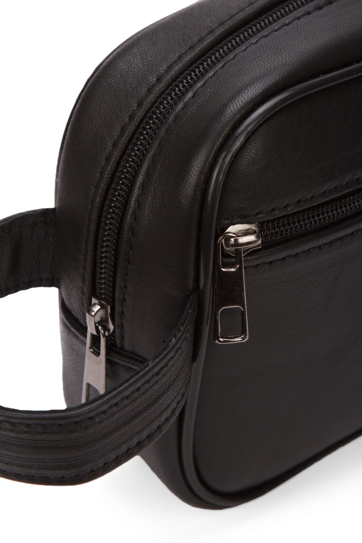 Adelina Bags Erkek Siyah Hakiki Deri Seyahat Kozmetik Portföy Clutch El Çanta - Görsel 5