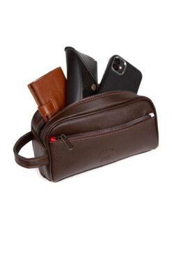 NEWISH POLO ACCESSORIES Erkek Siyah Vegan Deri Kişisel Traşlık Seyehat Bakım El Çantası