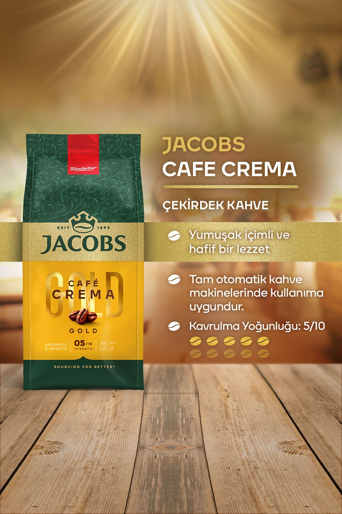 Jacobs Cafe Crema Çekirdek Kahve 500gr - Görsel 2