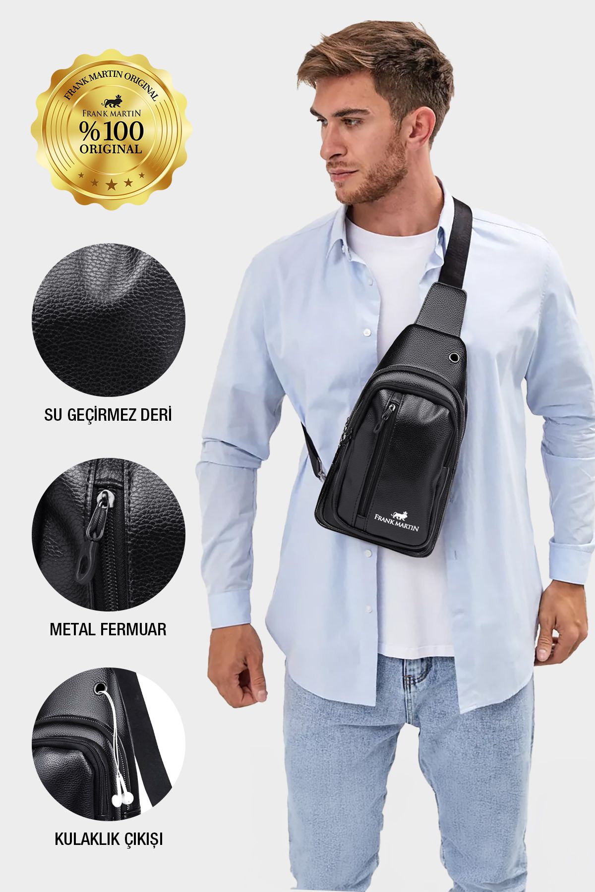 Frank Martin Vegas Kulaklık Usb Çıkışlı Askılı Bodybag Çapraz Çanta Günlük Göğüs Ve Omuz Çantası - Görsel 4