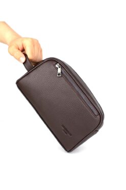 deri,se club Erkek Kahverengi Kozmetik Makyaj Tıraş Çantası Erkek El Çantası