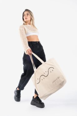 The Lycos "waves Of Life" Canvas Tote Omuz Ve Plaj Çantası