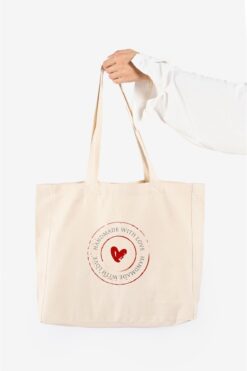 The Lycos "Handmade with Love" Canvas Tote Omuz Ve Plaj Çantası