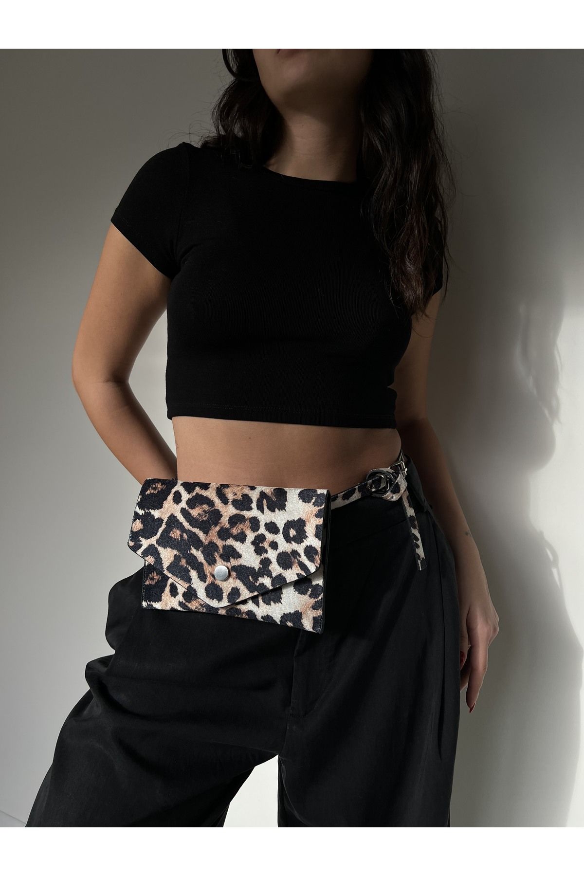 coaksco Leopar Desen Bel Çantası