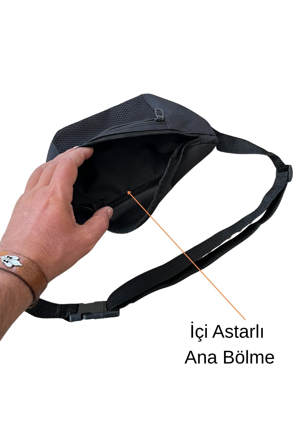 Outlet Çarşım Dört Bölmeli Erkek Bel ve Çapraz Omuz Çantası Siyah - Görsel 3