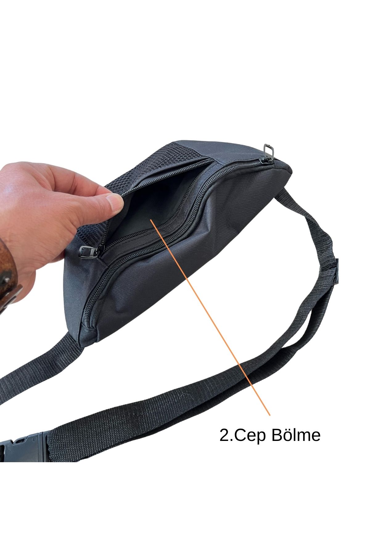 Outlet Çarşım Dört Bölmeli Erkek Bel ve Çapraz Omuz Çantası Siyah - Görsel 4