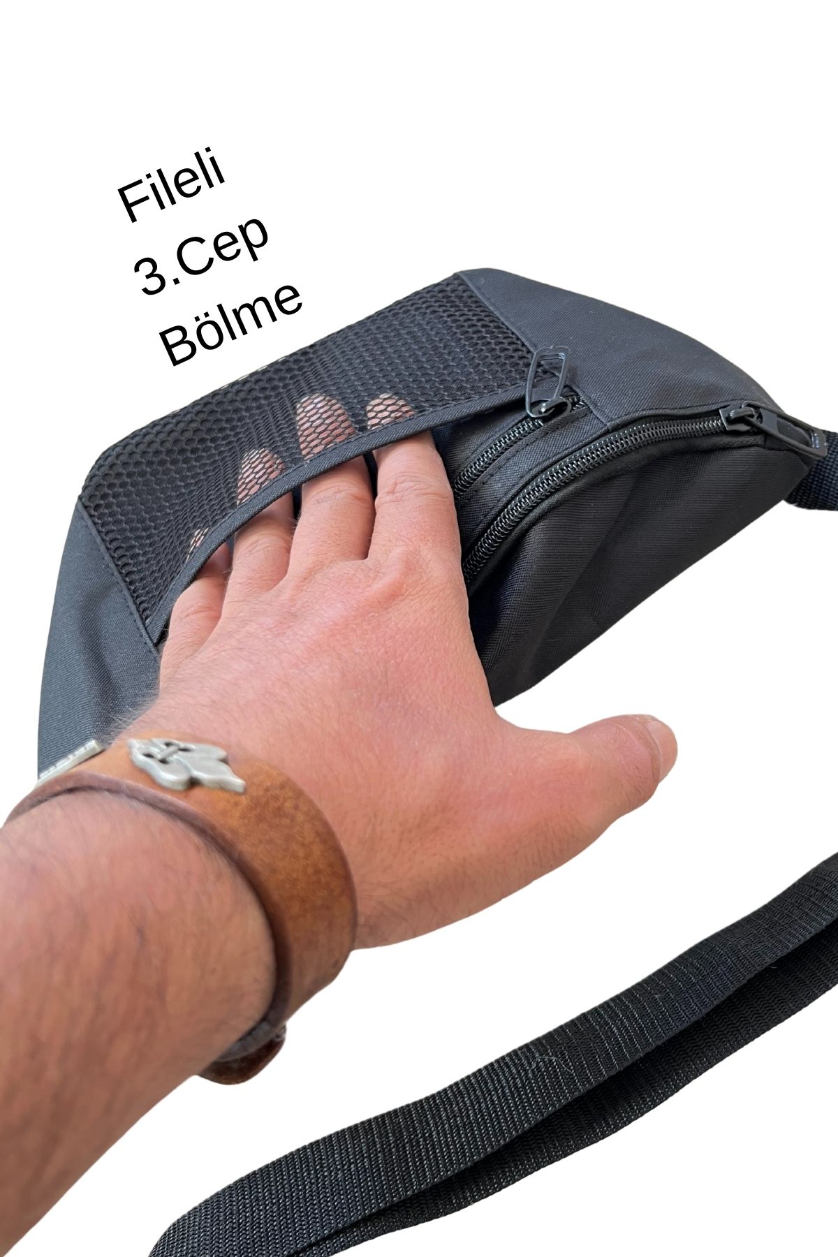 Outlet Çarşım Dört Bölmeli Erkek Bel ve Çapraz Omuz Çantası Siyah - Görsel 5