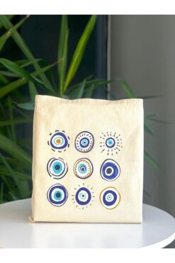 bezçantadünyası Çoklu Nazar Boncuklu Ham Bez Omuz Çanta