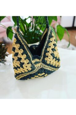 PİNKBAG Handmade 2 Renkli Motifli Omuz Çantası