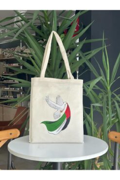 bezçantadünyası Filistin ve Doğu Türkistan Çift Yön Baskılı Bez Çanta