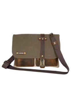 Hulganz Halwara Mumlu Kanvas & Hakiki Deri Postacı Çantası (Messenger Bag) 22x31 cm / 13 inç