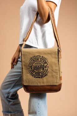 Old Cotton Kullanışlı, Çok Bölmeli, Çok Cepli, Tablet Çantası, Unisex, Vintage Kanvas Postacı Çantası