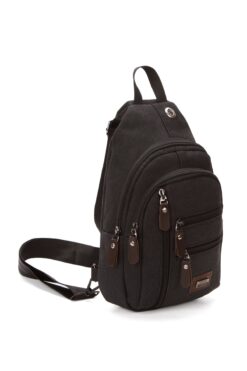 Newish Erkek Kanvas Su Geçirmez Boyd Bag Çift Taraflı Çapraz Omuz Çantası Siyah (18X27CM)