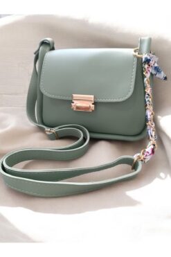 Zmr bags Mint -  Kesme deri fularlı çapraz çanta