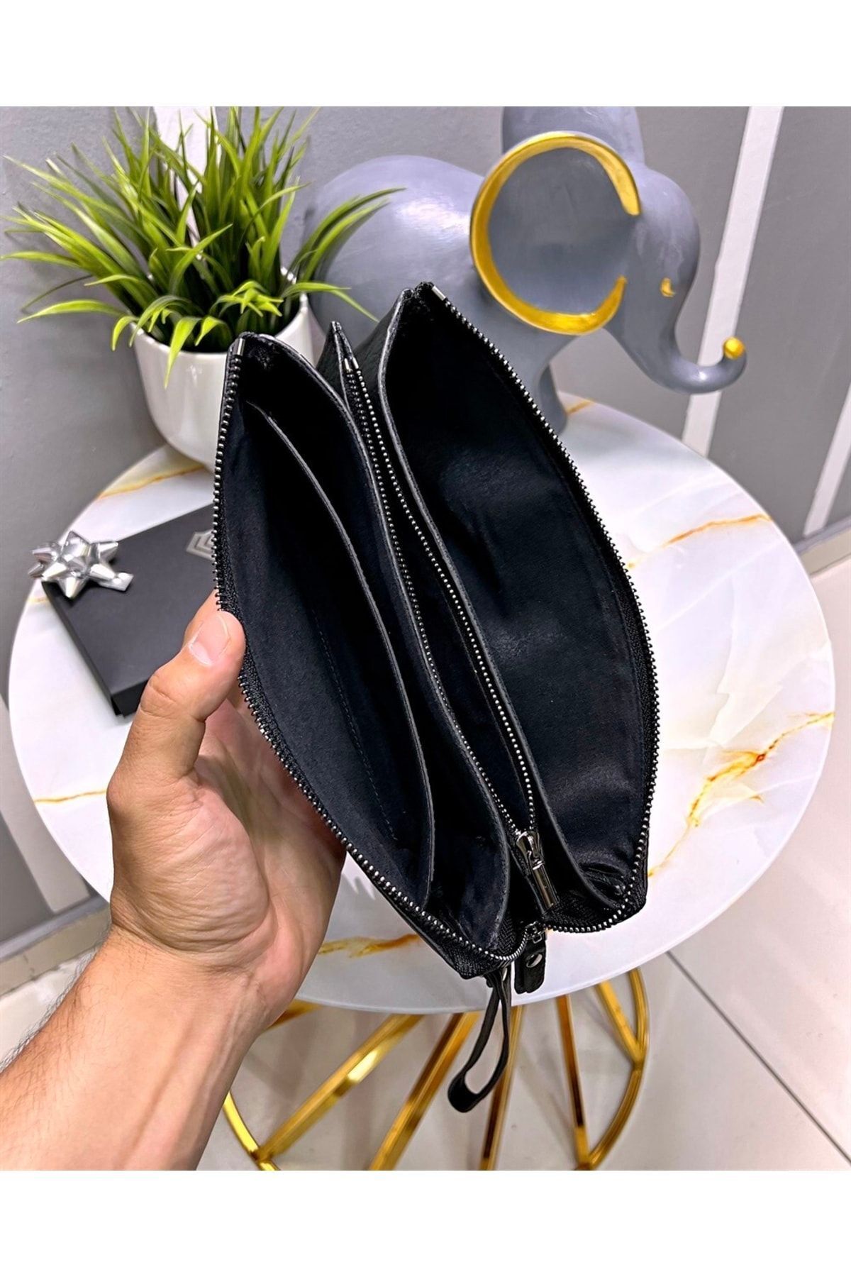 Fil Deri El Çantası Hakiki Deri El Bantlı Siyah Renk 2029 - Görsel 2
