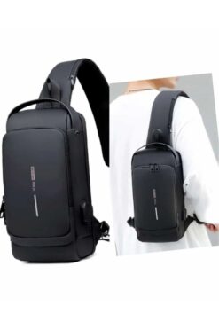 BAGzy N.POLO Siyah Erkek Usb Kablo Çıkışlı Body Bag Çapraz Sırt Çantası