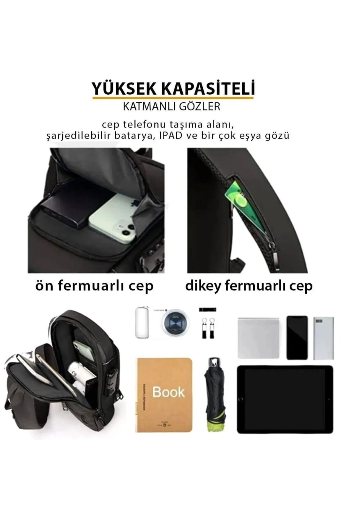 BAGzy N.POLO Siyah Erkek Usb Kablo Çıkışlı Body Bag Çapraz Sırt Çantası - Görsel 2