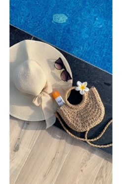 WOMANBAG El Yapımı Midi Boy Hasır Çanta ( Omuz Çantası)