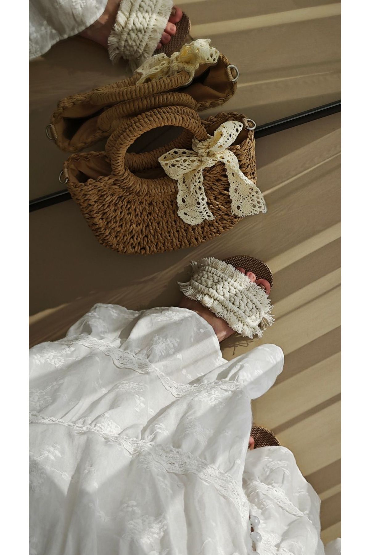 WOMANBAG El Yapımı Midi Boy Hasır Çanta ( Omuz Çantası) - Görsel 4