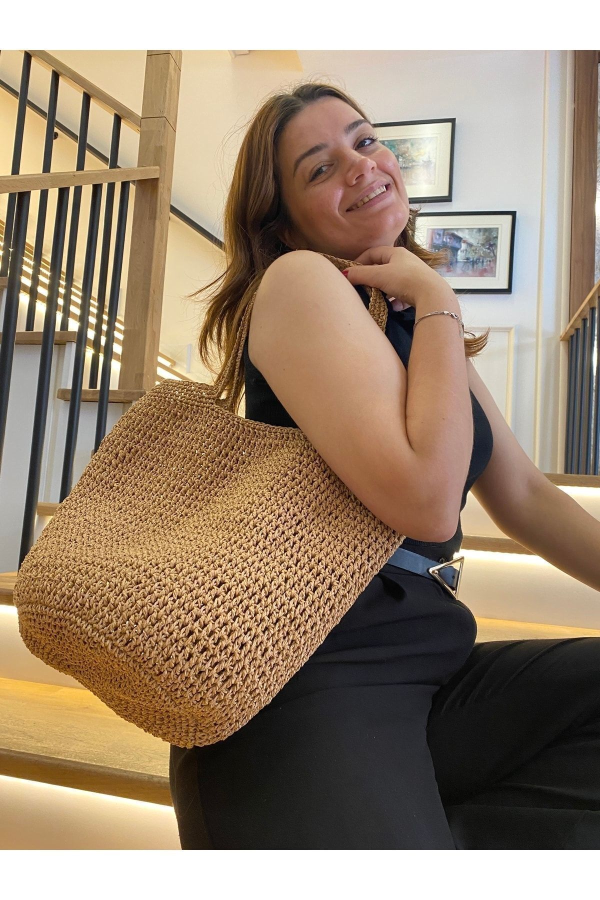 Rabika Hasır Sepet Çanta - Görsel 2