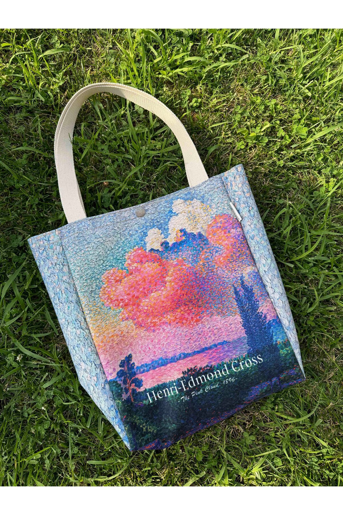 pamukcanta Henri Edmond Cross Kanvas Bez Çanta Yıkanabilir Metal Çıtçıtlı Cepli - Görsel 4