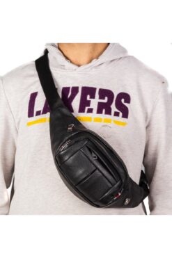 NEWISH POLO ACCESSORIES Unisex Suya Dayanıklı Vegan Deri Siyah Kulaklık Çıkışlı Omuz Ve Bel Çantası