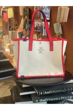NAVOY Kırmızı Detaylı Kanvas Omuz Çantası-Tote Bag