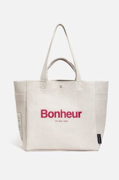 Bonheur N°4 Kanvas Çanta- Soft Gray