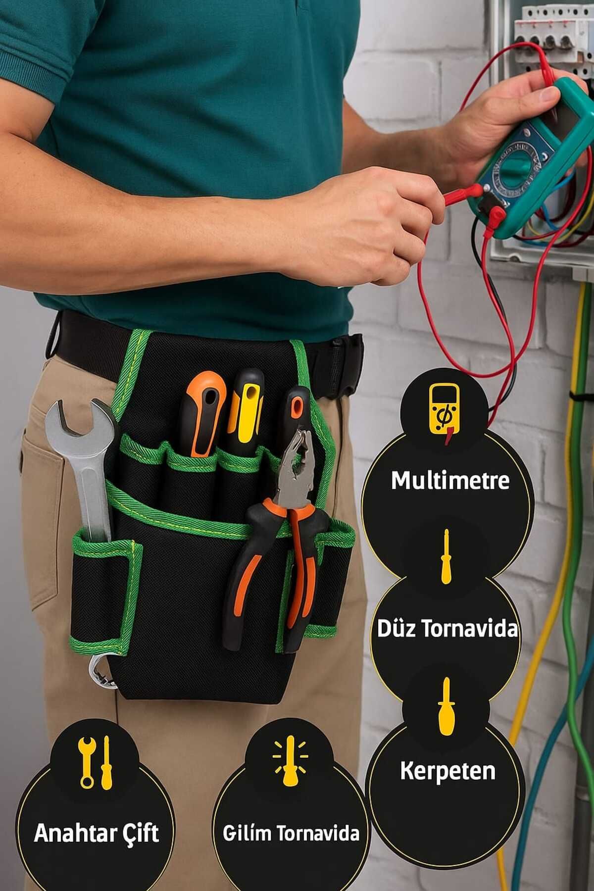 YETİŞENLER Çok Gözlü Bel Tipi Takım Çantası - Profesyonellerin, Tesisatçılar, elektrikçiler, marangozlar - Görsel 3