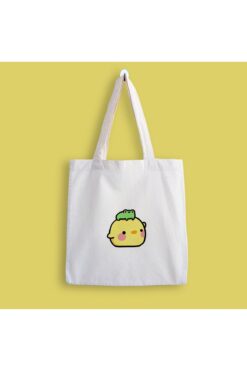 designedfy Civciv ve Kurbağa Baskılı Bez Çanta