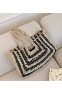 Rabika Iki Renkli Kağıt Ip Hasır Çanta