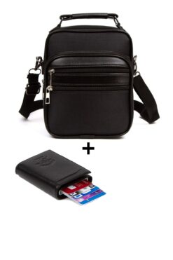 Newish Erkek Büyük Boy El Ve Omuz Çantası, Çapraz Çanta Günlük Erkek Vegan Deri Mekanizmalı Kızaklı Kartlık