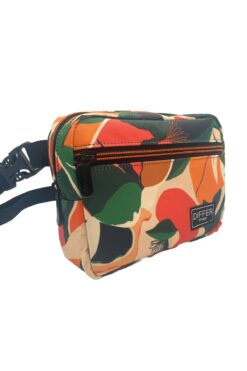 Differ Studio Turuncu Soyut Yaprak Desen Unisex Su Geçirmez Bel/omuz Çantası