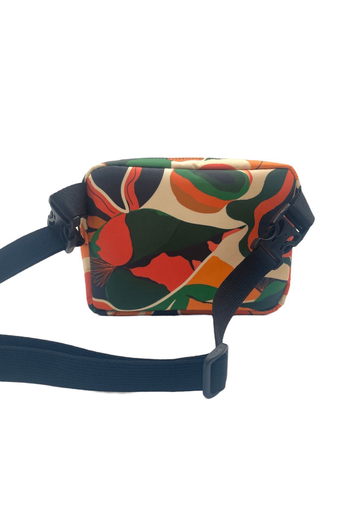 Differ Studio Turuncu Soyut Yaprak Desen Unisex Su Geçirmez Bel/omuz Çantası - Görsel 4