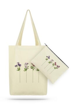 Çınar Bez Çanta Paket Uzun Dallı Çiçekler Kanvas Kumaş Bez Çanta