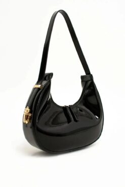 NİSSEA Detaylı Rugan Retro Bordo Çanta