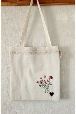 myyasminhome Kasnak Nakışı Ile İşlenmiş, Bez Çanta  %100 Handmade