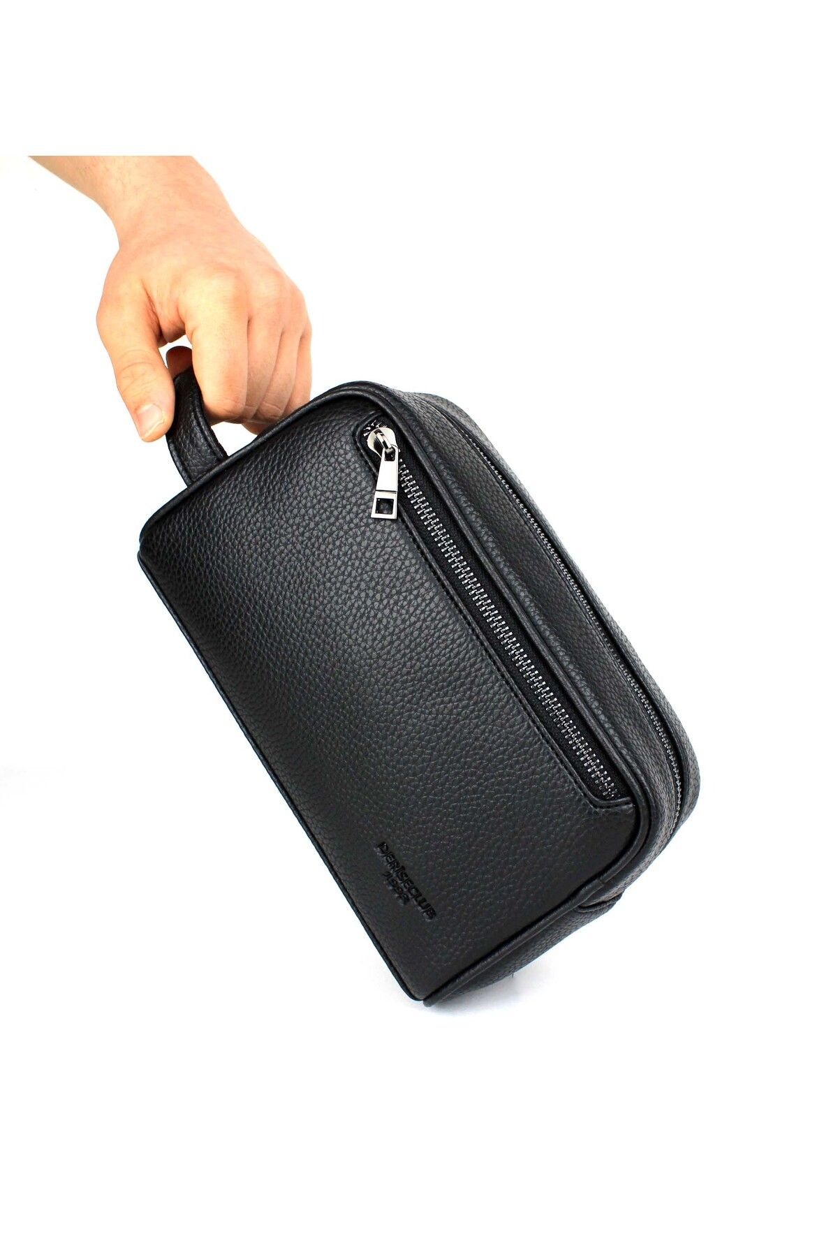 deri,se club Erkek Siyah Kozmetik Makyaj Tıraş Çantası Erkek El Çantası