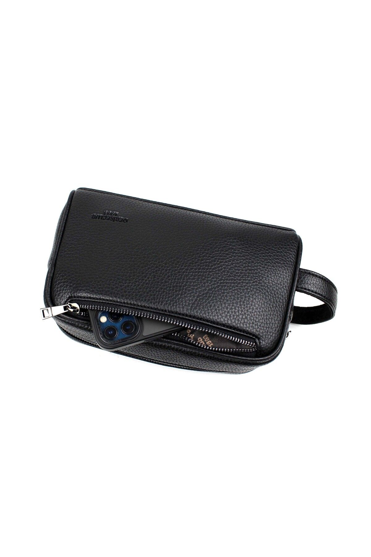 deri,se club Erkek Siyah Kozmetik Makyaj Tıraş Çantası Erkek El Çantası - Görsel 5