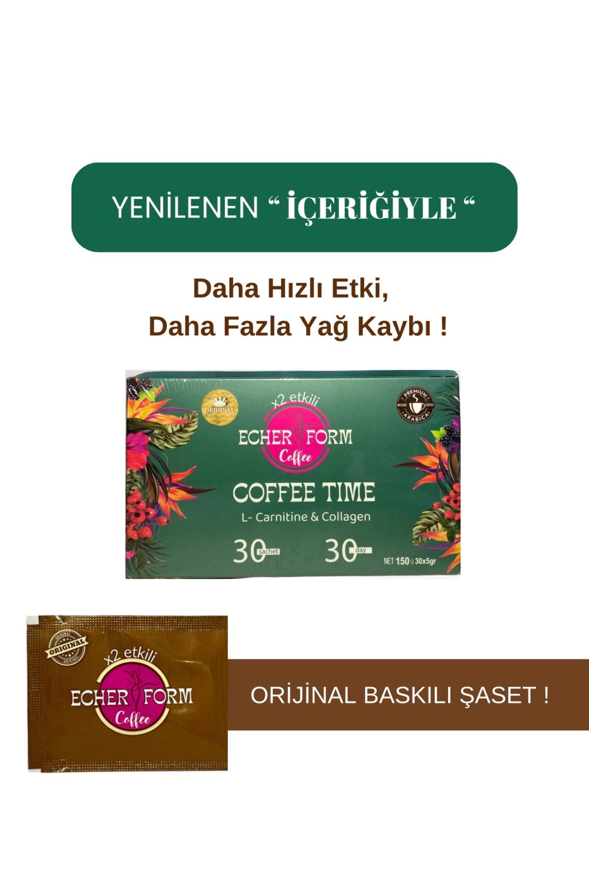Echer Form Kahve 30’lu Orijinal Baskılı Şaset !