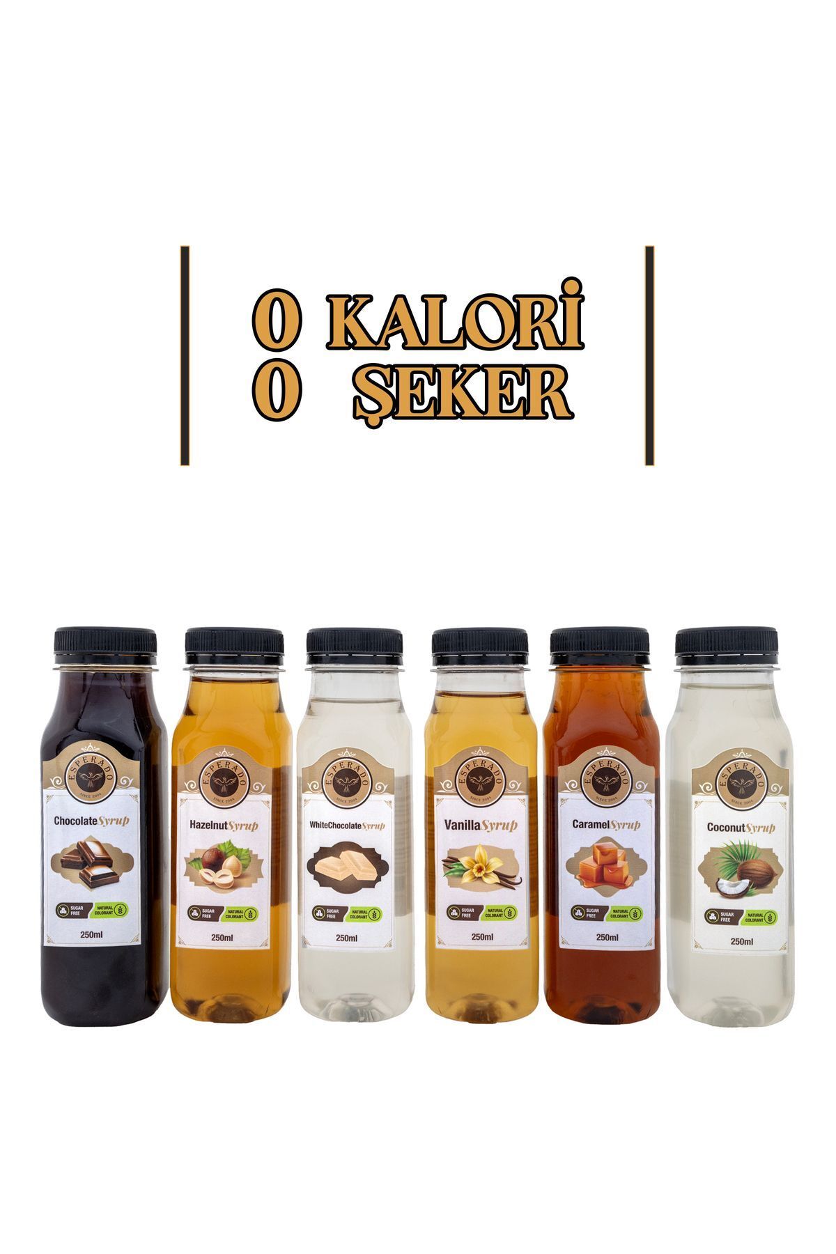 ESPERADO 6 Lı Ekonomik Kahve & Kokteyl Şurup Seti - Şekersiz - 6 Adet X 250 Ml