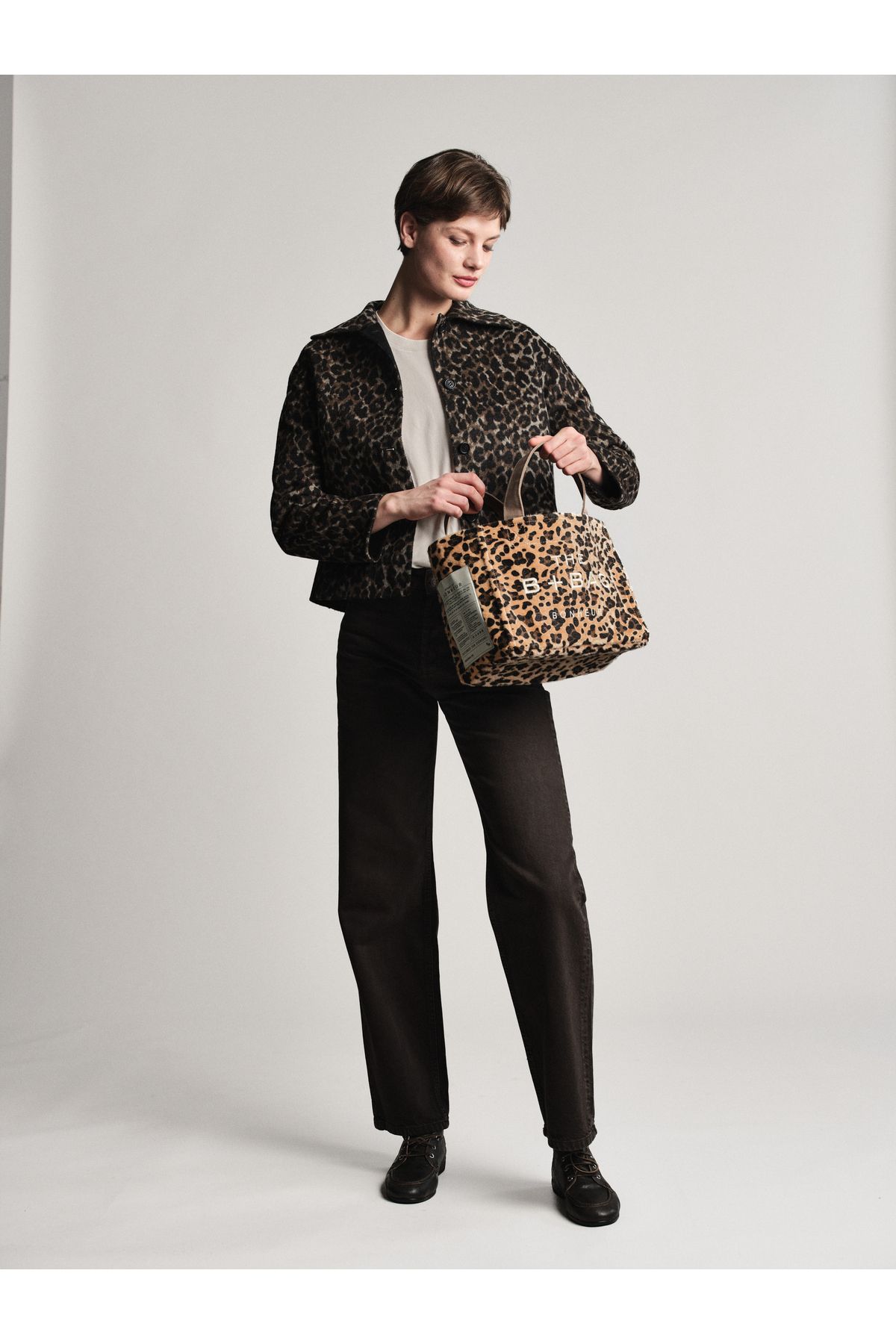 Bonheur Canvas Leopard Small Tote Bag - Görsel 3